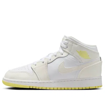 Air Jordan (gs)  1 Mid 'sail Light Laser Orange' In White
