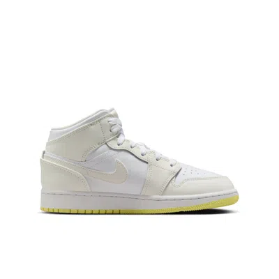 Air Jordan (gs)  1 Mid 'sail Light Laser Orange' In White