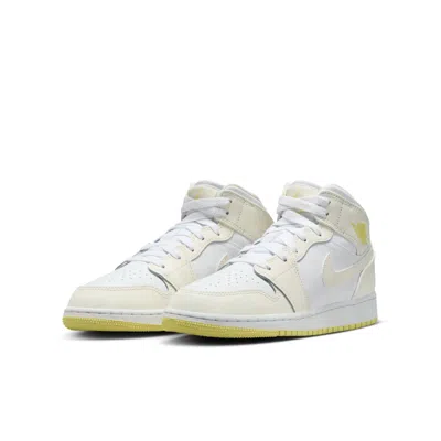 Air Jordan (gs)  1 Mid 'sail Light Laser Orange' In White