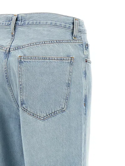Agolde Blue Jeans With Wide Leg And Logo Patch On The Rear In Blue