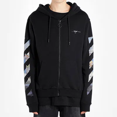 Off-white Men's  Painting Printing Arrow Pattern Zipper Classic Black