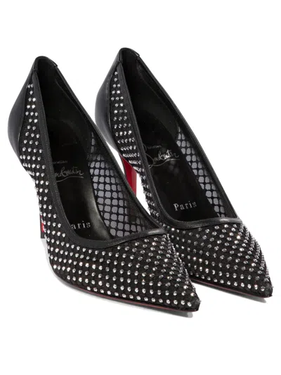 Christian Louboutin Apostropha Mesh Strass Heeled Shoes Black