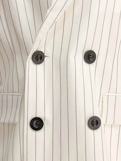 Sacai Balzer Double-breasted Wool And Silk Jackets White In White