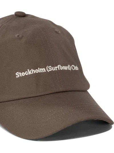 Stockholm Surfboard Club Baseball Cap With Embroidered Logo Hats Brown
