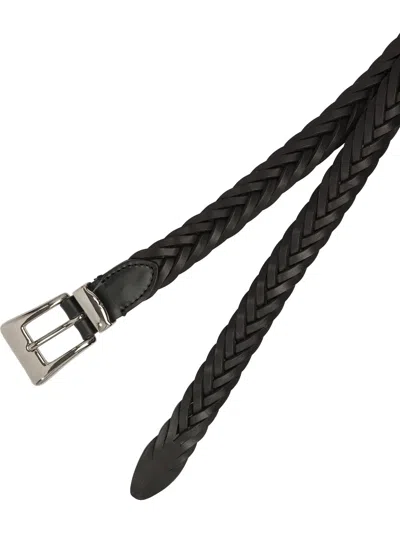 Adriano Meneghetti Black Leather Belt In Black