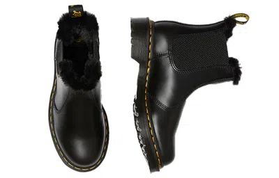 Dr. Martens' Dr.martens 2976 Leonore Faux Fur Lined Chelsea Boots 'dark Grey' In Black