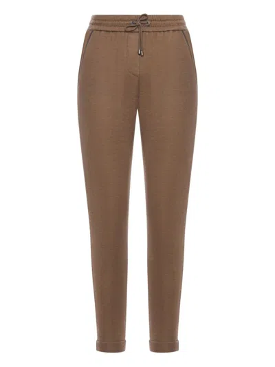Brunello Cucinelli Drawstring-waist Tapered Trousers In Black