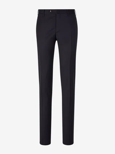Pt Torino Wool Slim-fit Trousers In Black