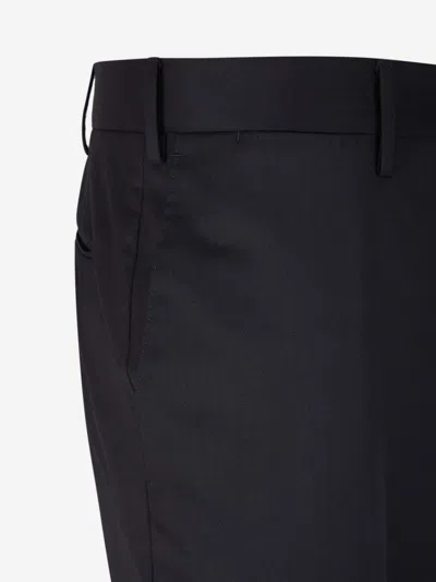 Pt Torino Wool Slim-fit Trousers In Black