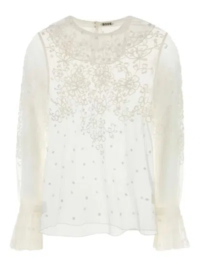 Bode White Mesh Middlemist Blouse In White