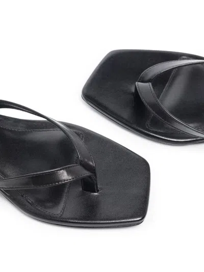 Totême Toteme Black Thong Sandal With Heel In Leather Women In Black