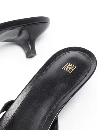 Totême Toteme Black Thong Sandal With Heel In Leather Women In Black