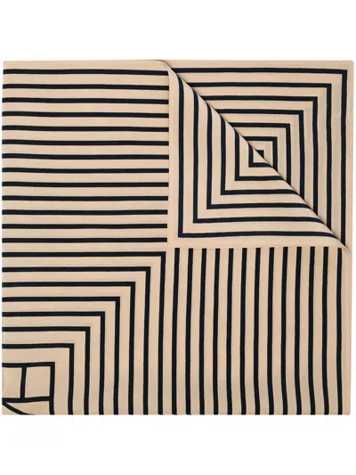 Totême Geometric Monogram Print Silk Scarf