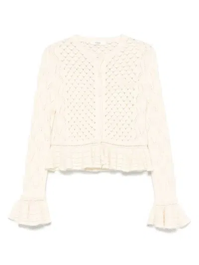 Chloé Latte-colored Crochet Cardigan In Blend In Neutral