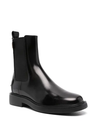Tod's Elastic-panel Leather Chelsea Boots In Black