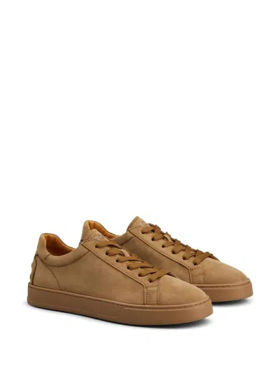 Tod's Low-top Round Toe Rubber Sole Sneakers In Brown