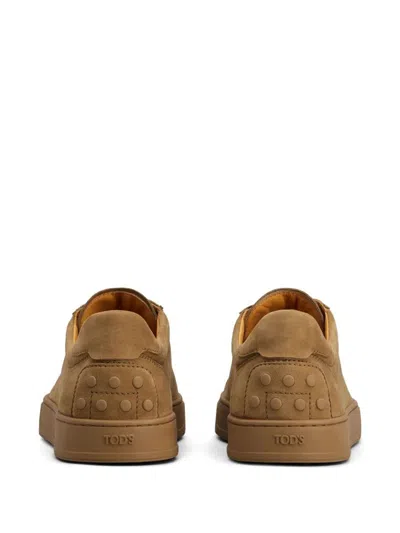 Tod's Low-top Round Toe Rubber Sole Sneakers In Brown