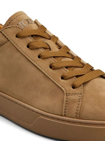 Tod's Low-top Round Toe Rubber Sole Sneakers In Brown