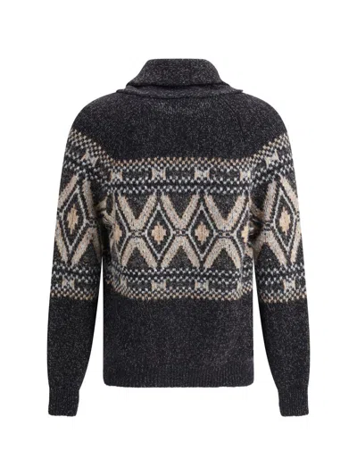 Brunello Cucinelli Virgin Wool Cardigan In Gray