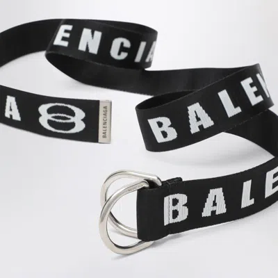 Balenciaga D-ring Belt In Black And White Canvas In Black