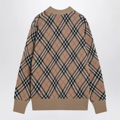 Burberry Wool And Mohair Blend Check Cardigan Women In Brown