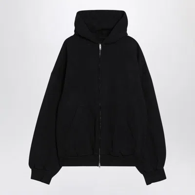 Balenciaga Washed Black Flipped Uni Regular Fit Zip Hoodie In Black