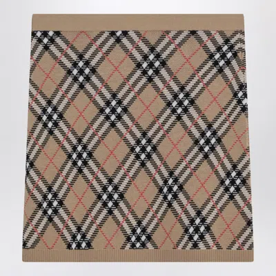 Burberry Check Mini Skirt With Wool And Mohair Blend In Brown