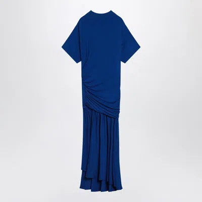 Ferragamo Long Blue Dress Draping Salvatore In Blue
