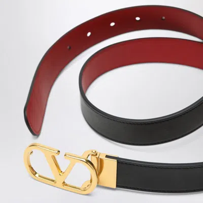 Valentino Garavani Reversible Vlogo Signature Belt In Black/red