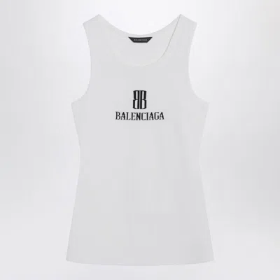 Balenciaga Logo-intarsia Sleeveless Tank Top In White