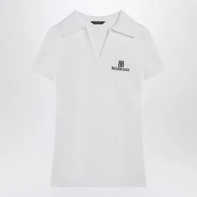 Balenciaga Fitted Viscose Blend T-shirt With Logo Embroidery In White