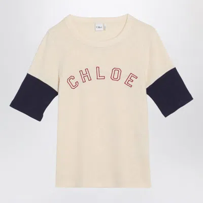 Chloé Logo Embroidered Heavy Cotton Wool T-shirt