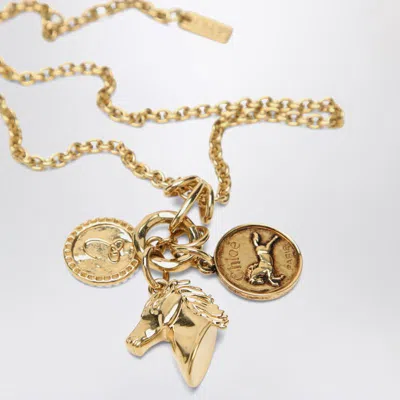 Chloé Charm Necklace In Vintage Gold