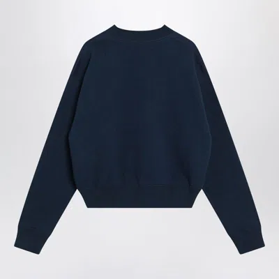 Chloé Blue Crewneck Sweatshirt With Logo Lettering Print In Cotton Woman In Blue