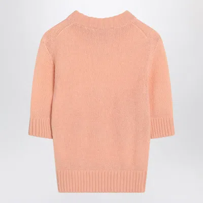 Chloé Alpaca Wool And Silk Knit Elbow-sleeve Logo Sweater Clothing In Orange