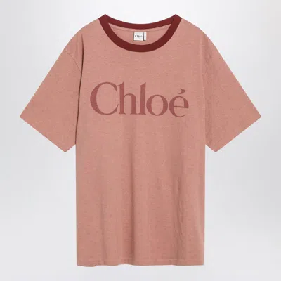 Chloé Pink Cotton T-shirt With Logo In Pink