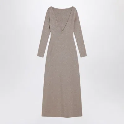Max Mara Beige Dress In Viscose And Lurex Yarn In Brown
