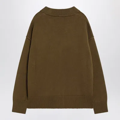 Ami Alexandre Mattiussi Ami Paris  Ami De Coeur Bronze Cardigan In Green