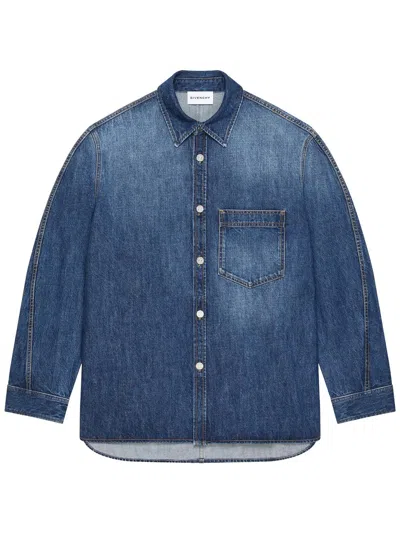Givenchy Classic Denim Shirt With Button-up Front In Blue