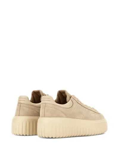 Hogan H-stripes Suede Platform Sneakers In Neutral
