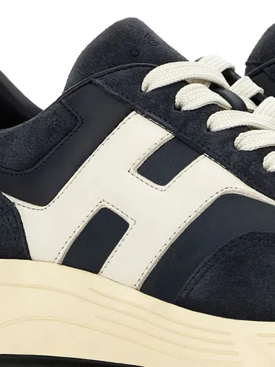 Hogan Hyperlight Lace-up Sneakers With Technical Fabric Inserts In Neutral