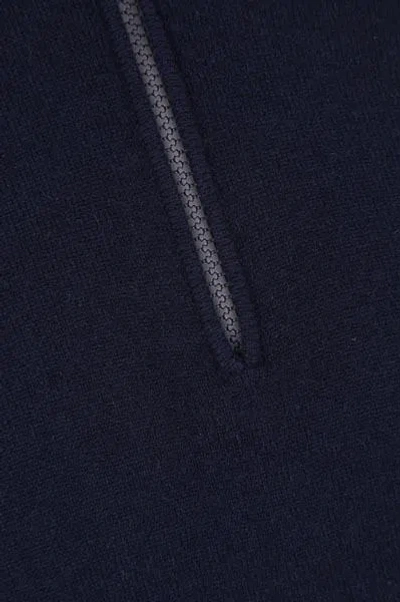 Brunello Cucinelli Cashmere Sweater With Half Zip In Blue