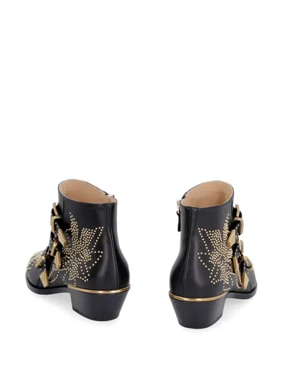 Chloé Women Black Nappa Leather Susanna Ankle Boots In Black