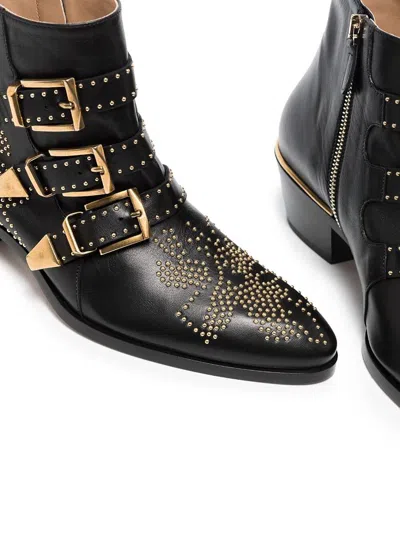Chloé Women Black Nappa Leather Susanna Ankle Boots In Black