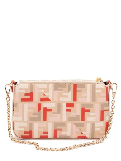 Fendi Ff Fabric Uette Pouch With Chain Bags