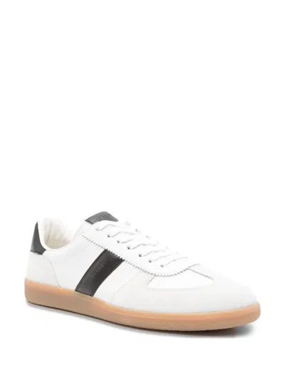 Tom Ford Archer White Low Top Sneakers With Logo Lettering On Tongue And Heel And Contrasting Heel In Leather In White