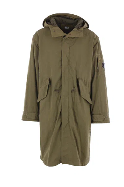 C.p. Company C.p.company Hooded Cotton Parka In Green