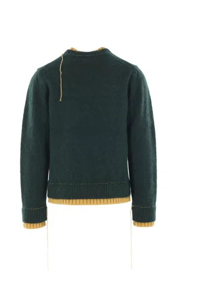 Sacai Contrasting-trim Sweater In Green
