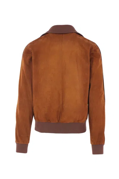 Prada Suede Jacket With Ribbed Cuffs And Hem