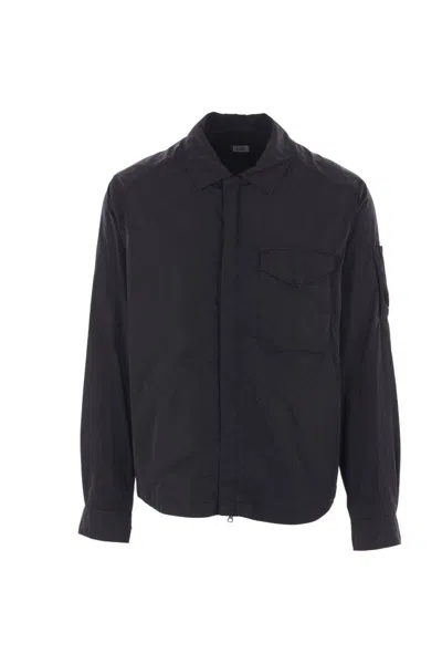 C.p. Company Lens-detailed Shirt Jacket In Black